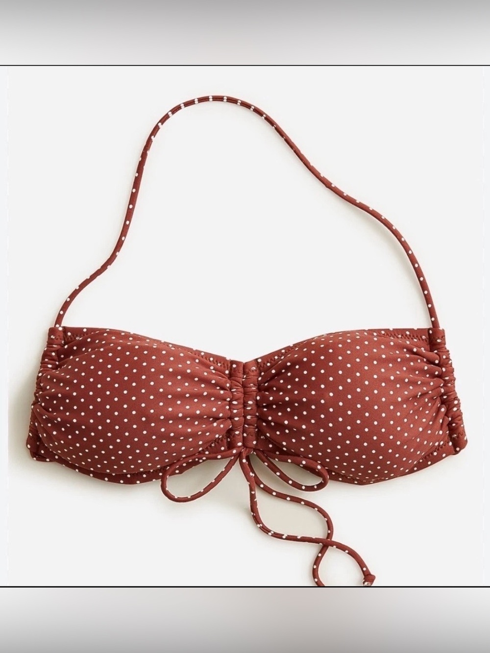 J.crew Ruched Halter Bikini Top In Polka Dot Sable Size Medium